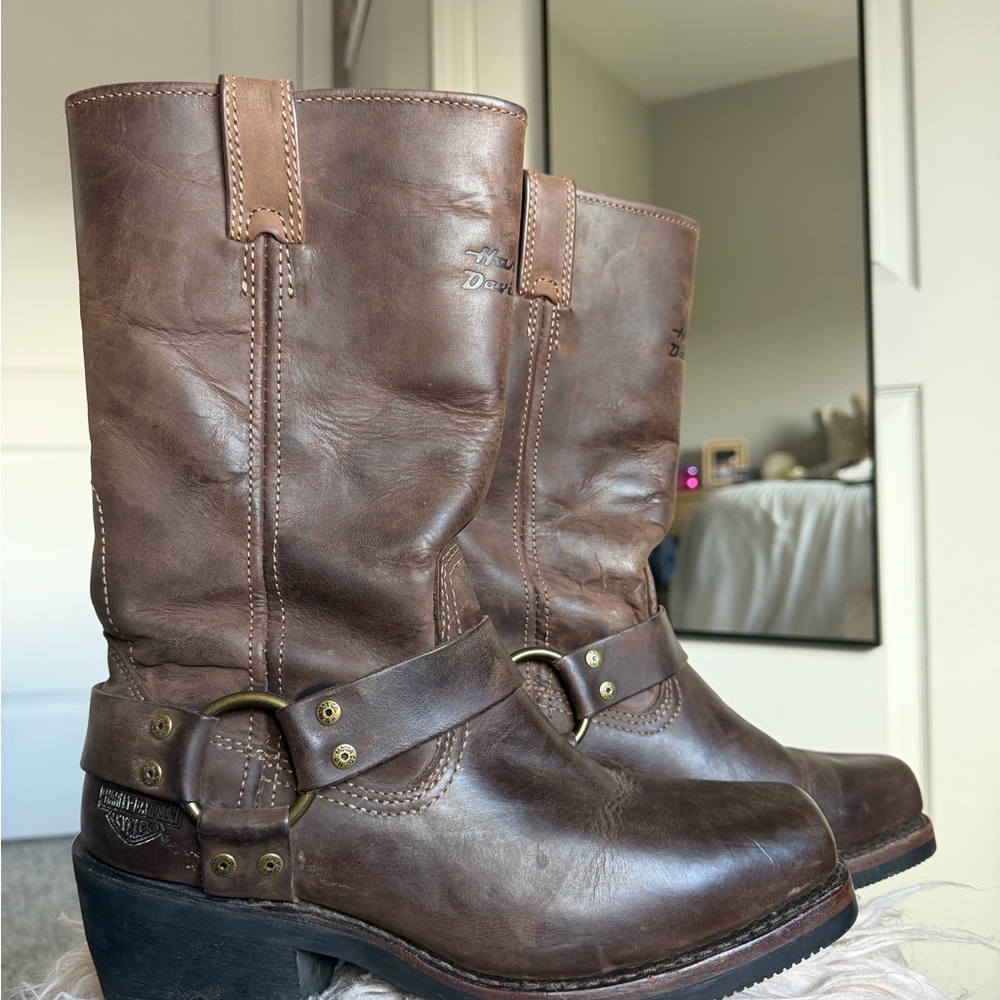Harley Davidson Brown Leather Boots